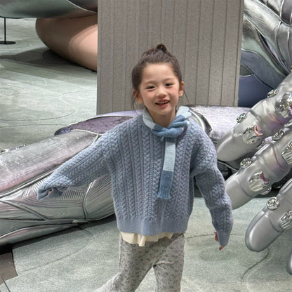 ケーブル編みクルーネックセーター【mh0010906】