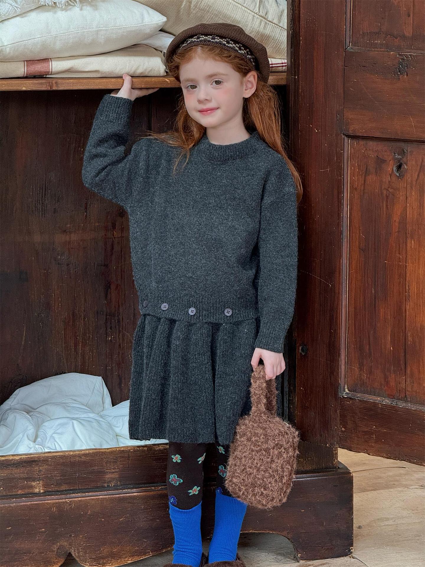 長袖セーターワンピース プルオーバー フリル裾 ドッキング バイカラー ニット【mh0011741】