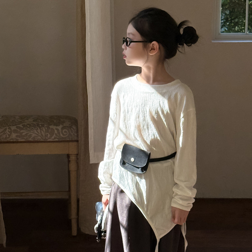 -スリット入りデザイン長袖トップス/ワイドパンツ【mh0010961】 - mamahalo shop - 長袖セットアップ -  べビー服 - 子供服 - 男の子 - 女の子