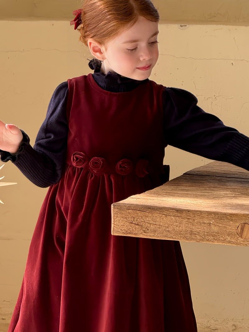 ノースリーブワンピース ローズモチーフ フレンチスタイルドレス【mh0011893】