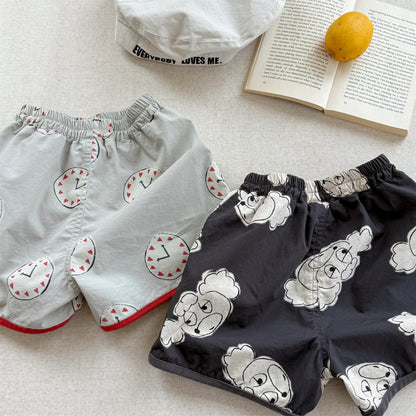 Dog Clock Graphic Cotton Shorts グラフィック ショートパンツ【mh0012649】