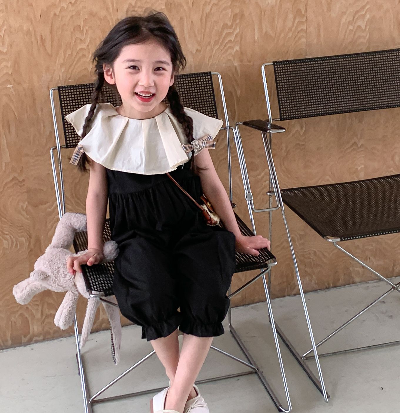 -キッズジャンプスーツ ビッグサークル襟 ノースリーブつなぎ【mh0005839】 - mamahalo shop - ノースリーブジャンプスーツ -  べビー服 - 子供服 - 男の子 - 女の子