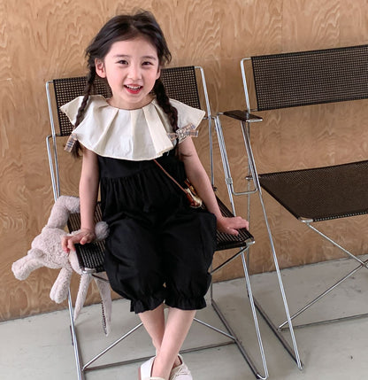 -キッズジャンプスーツ ビッグサークル襟 ノースリーブつなぎ【mh0005839】 - mamahalo shop - ノースリーブジャンプスーツ -  べビー服 - 子供服 - 男の子 - 女の子