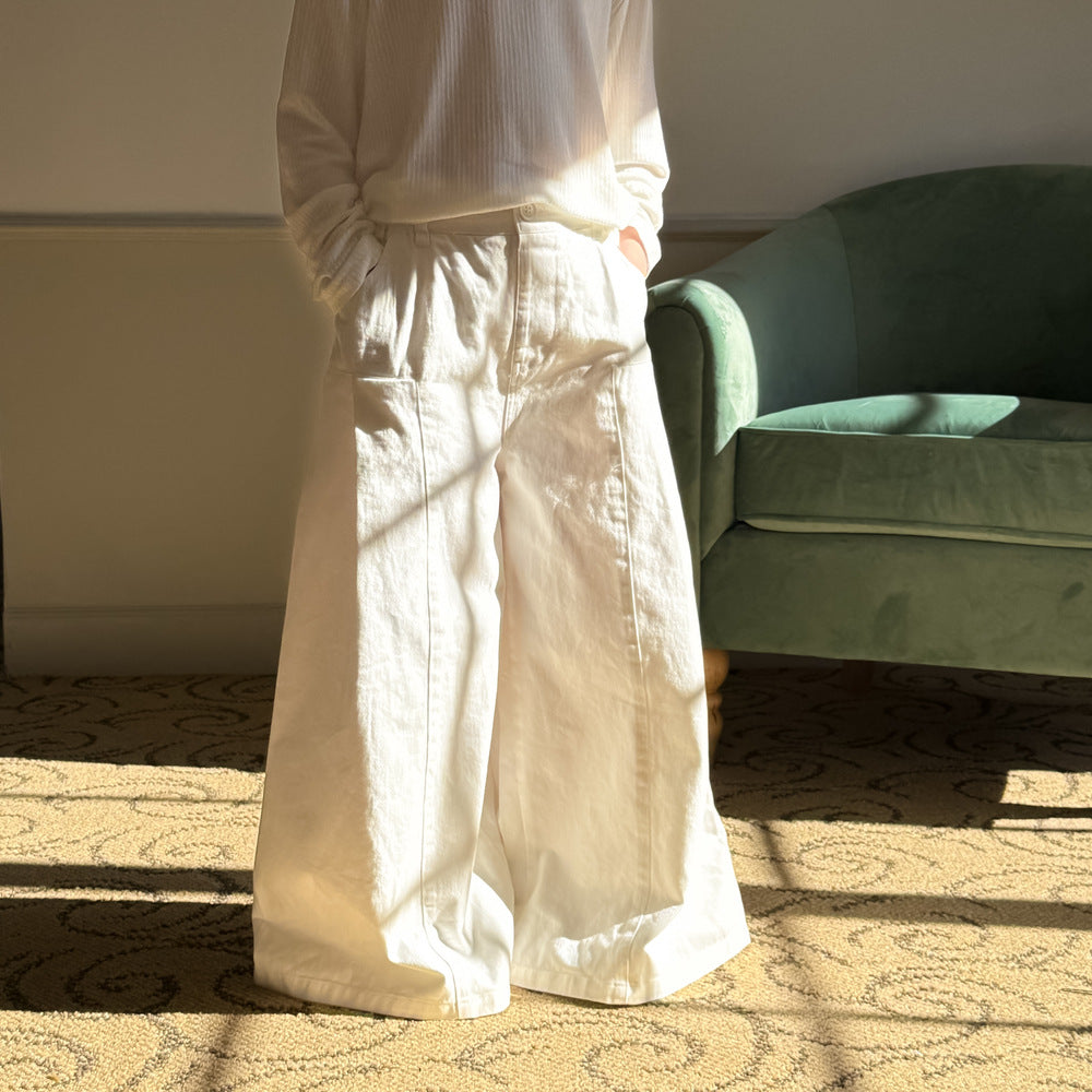 -無地ストレートワイドパンツ ゆったりカジュアルロングパンツ【mh0010777】 - mamahalo shop - ロングパンツ・スウェットパンツ -  べビー服 - 子供服 - 男の子 - 女の子