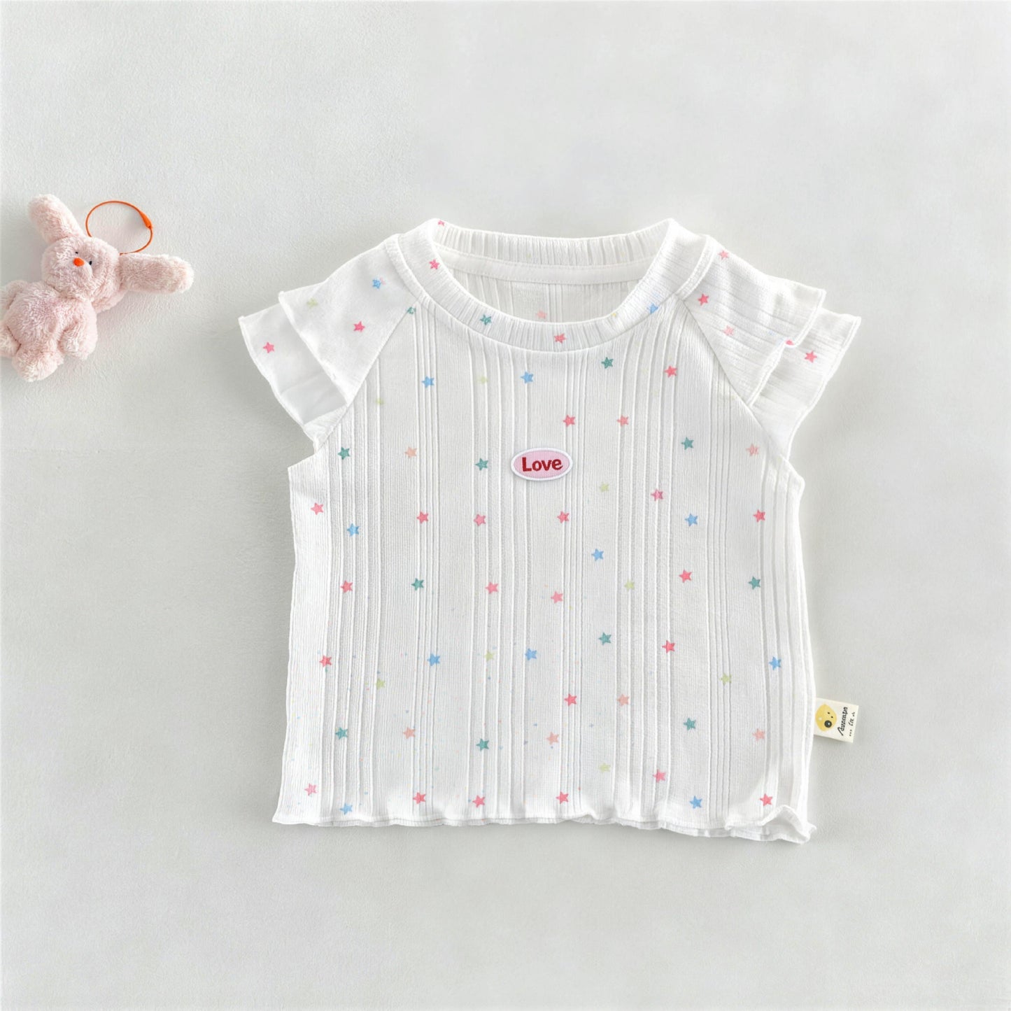 キッズ スタープリント ラッフルスリーブ 半袖Tシャツ【mh0013839】