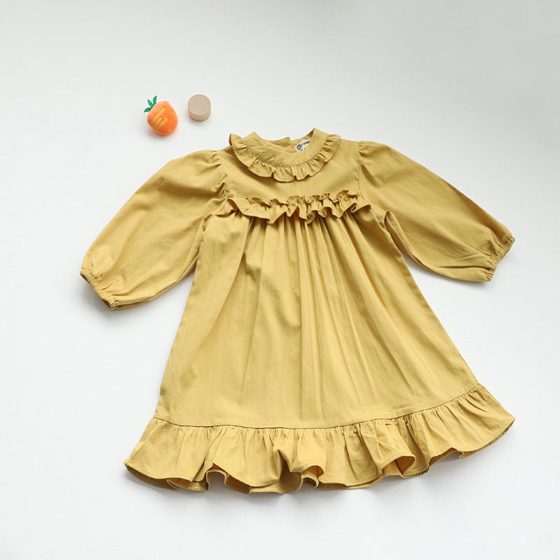 Ruffle Collar Layered Princess Dress フリル 長袖ワンピース【mh0012629】