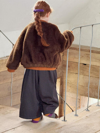 ロングパンツ 水玉ドットプリント ワイドルーズパンツ【mh0011759】