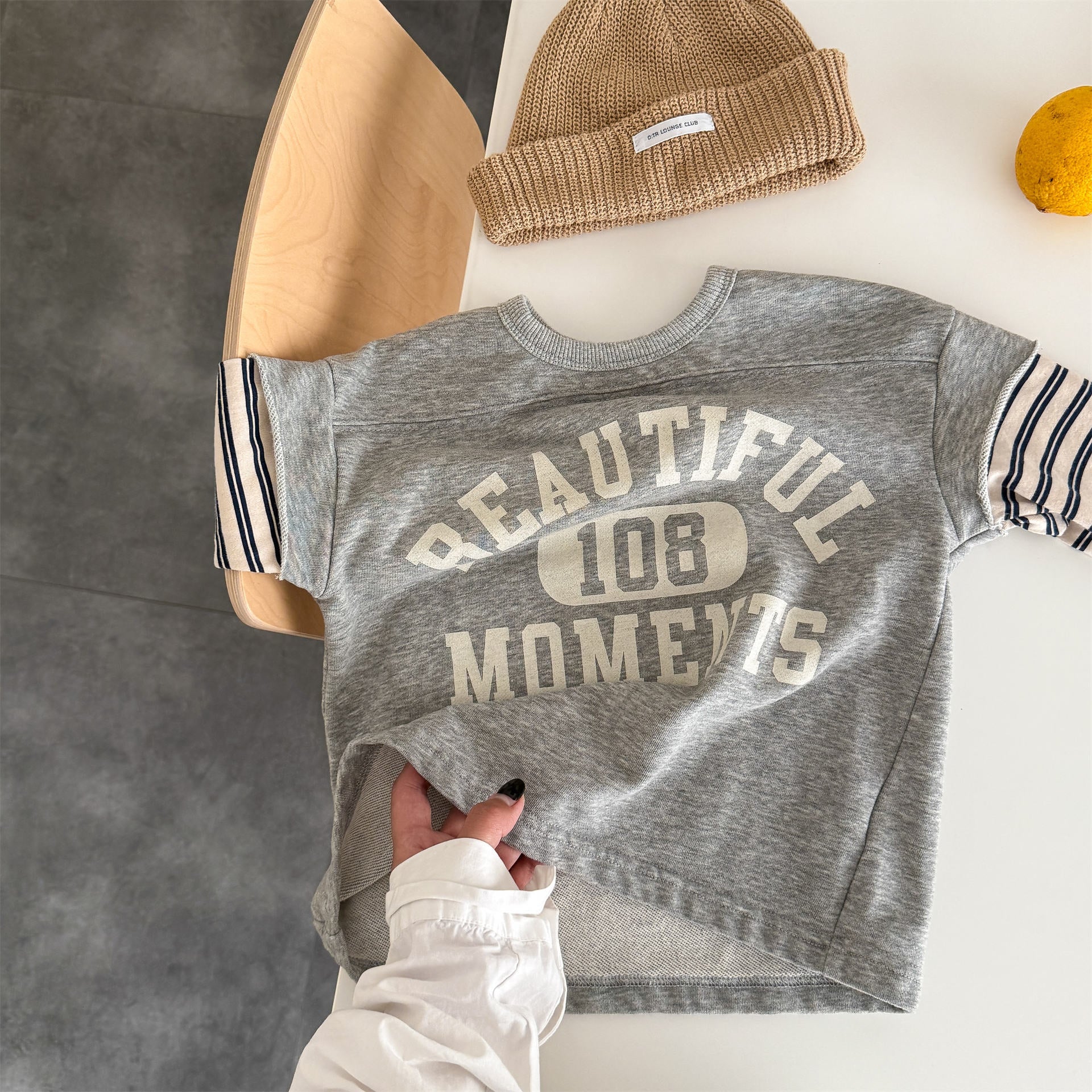 -ロゴプリントベストドッキング長袖Tシャツ スウェット【mh0010806】 - mamahalo shop - 長袖Tシャツ -  べビー服 - 子供服 - 男の子 - 女の子