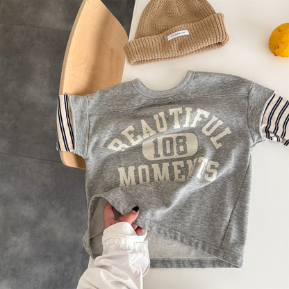 -ロゴプリントベストドッキング長袖Tシャツ スウェット【mh0010806】 - mamahalo shop - 長袖Tシャツ -  べビー服 - 子供服 - 男の子 - 女の子