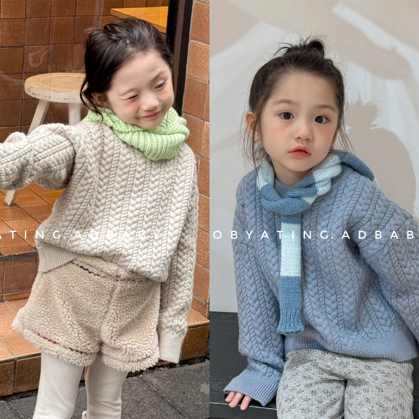 ケーブル編みクルーネックセーター【mh0010906】