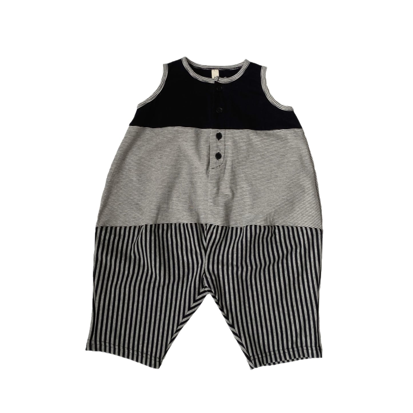Striped Sleeveless Jumpsuit パッチワーク ノースリーブオールインワン【mh0013635】