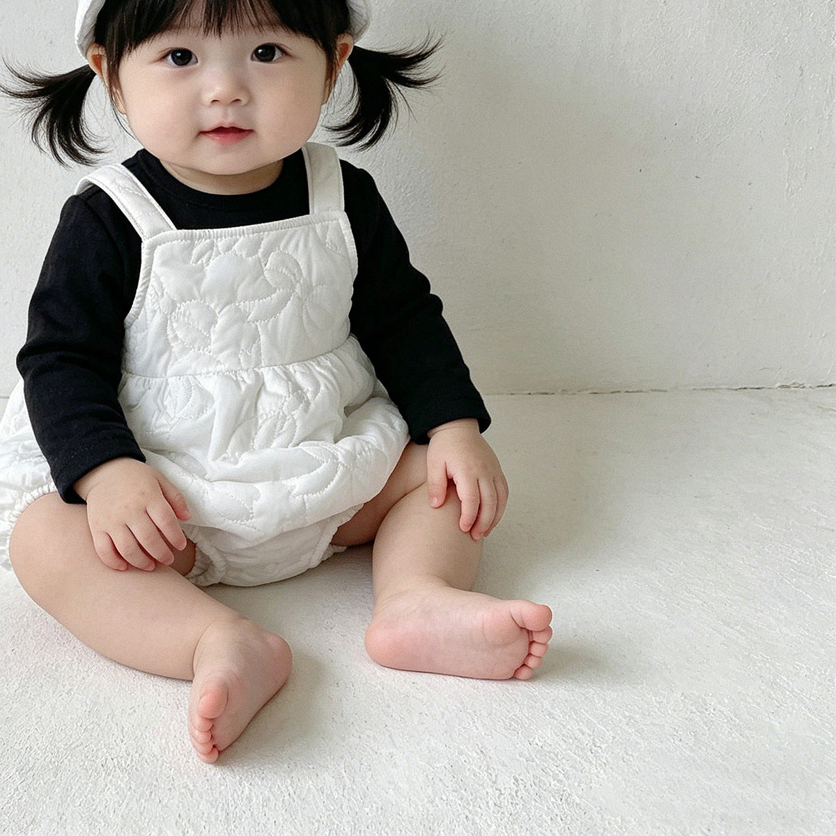 Bow Padded Quilting Straps Jumpsuit with Ribbon Quilting Overalls/Romper [mh0011939] 