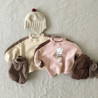 Bear Fleece Sweatshirt & Shorts Set クマ プリント 裏起毛 セットアップ【mh0012681】