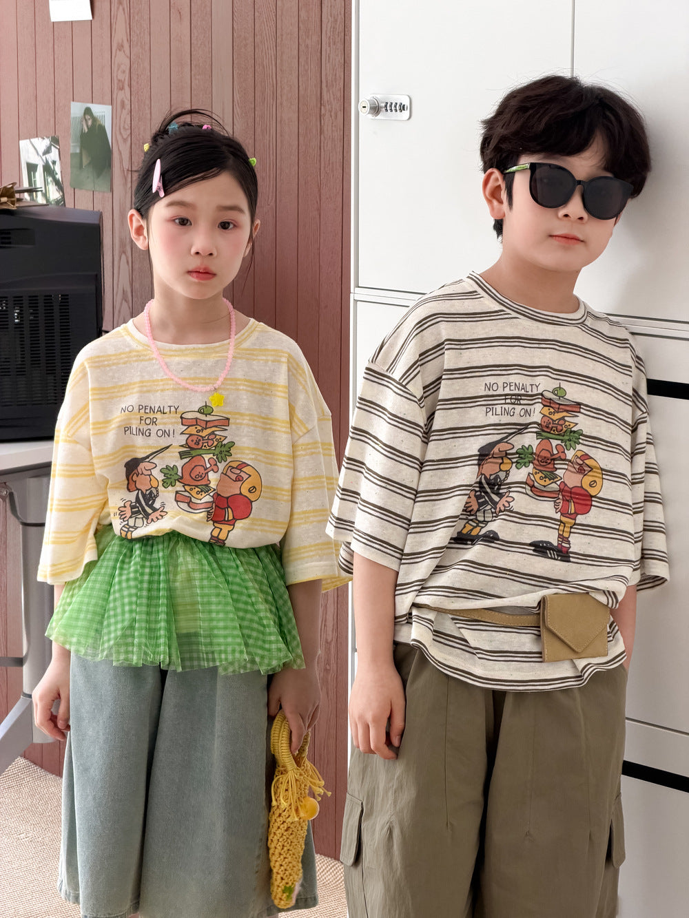 Cartoon Stripe Tee ボーダー 半袖Tシャツ【mh0013530】