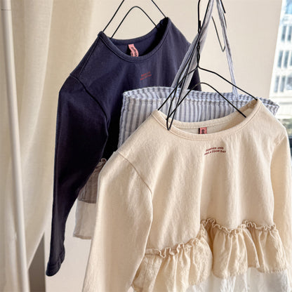 -フリル裾リブ長袖Tシャツチュニックカットソー【mh0010803】 - mamahalo shop - 長袖Tシャツ -  べビー服 - 子供服 - 男の子 - 女の子