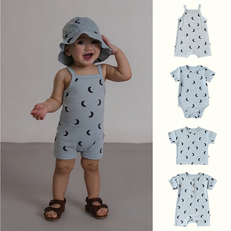 Crescent Moon Series ムーンプリント ロンパース Tシャツ【mh0013026】