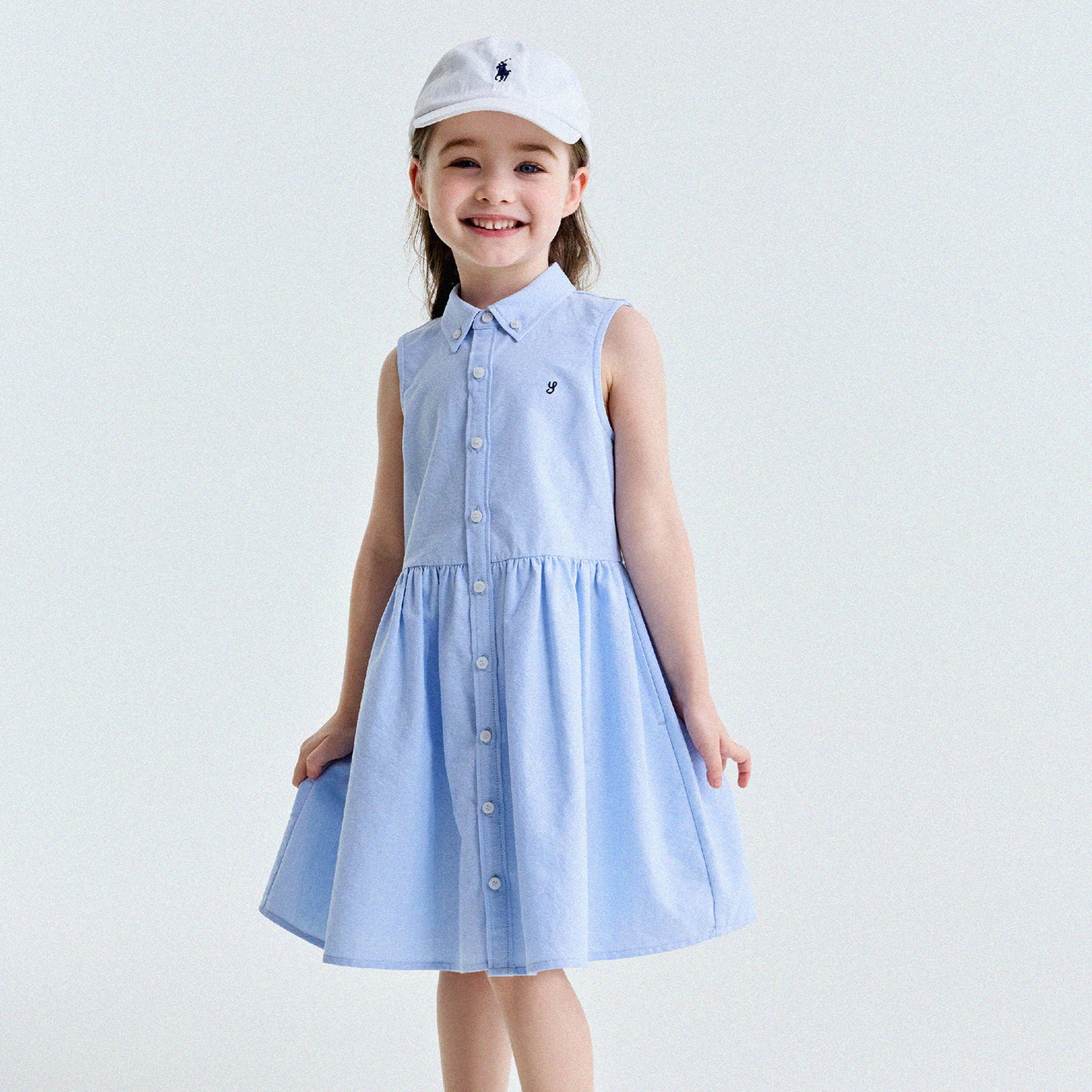 Button-Down Shirt Dress ポロカラー ノースリーブワンピース【mh0013180】