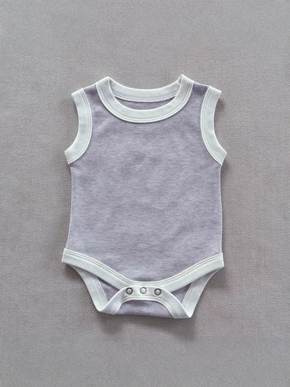 Sleeveless Piping Newborn Baby Romper [mh0013282]