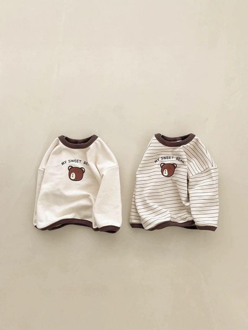 Conjunto de camiseta de manga larga y pantalón largo con estampado de osito para bebé y niños 【mh0014630】