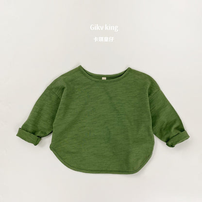 Bamboo Cotton Long Sleeve Crew Neck Top 【mh0012559】