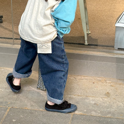 -キャラクタープリントポケットデニムパンツ ワイドパンツ【mh0010808】 - mamahalo shop - デニムパンツ -  べビー服 - 子供服 - 男の子 - 女の子