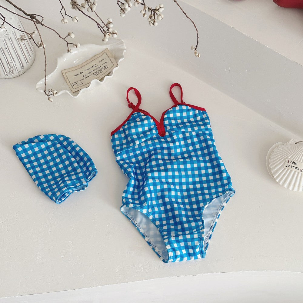 Gingham Girls Swimsuit チェック柄 ワンピース 水着【mh0012496】