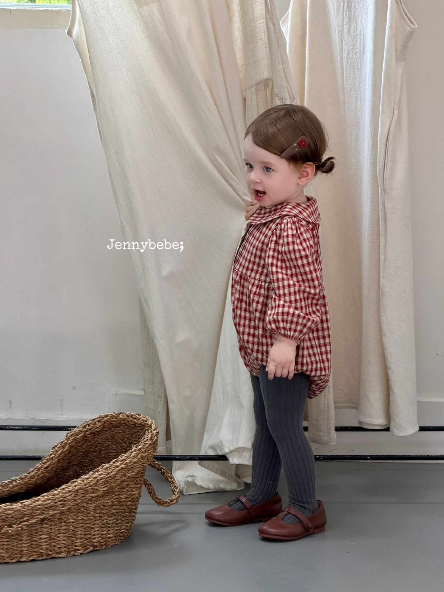 Baby Plaid Peter Pan Collar Long Sleeve Romper [mh0013888]