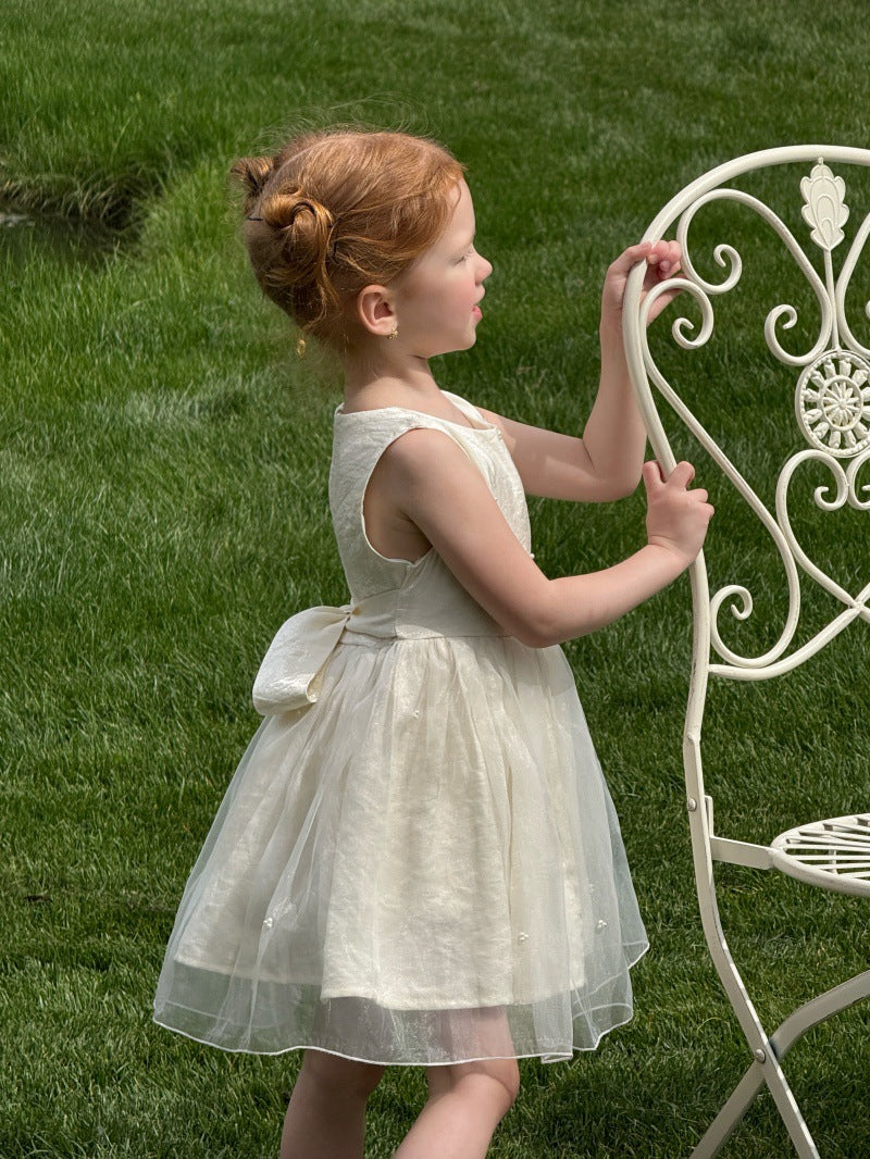 Sleeveless Beaded Princess Dress Satin Tulle チュール ノースリーブワンピース【mh0013234】