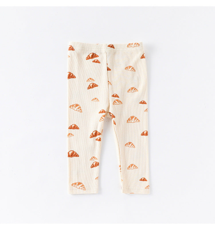 -クロワッサン/バードプリント長袖ボディスーツ/ロングパンツ【mh0010737】 - mamahalo shop - ロンパースセットアップ -  べビー服 - 子供服 - 男の子 - 女の子