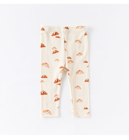 -クロワッサン/バードプリント長袖ボディスーツ/ロングパンツ【mh0010737】 - mamahalo shop - ロンパースセットアップ -  べビー服 - 子供服 - 男の子 - 女の子