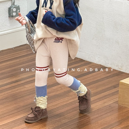 裏起毛レギンスパンツ ラインアクセント パッチワーク 暖パン【mh0011902】