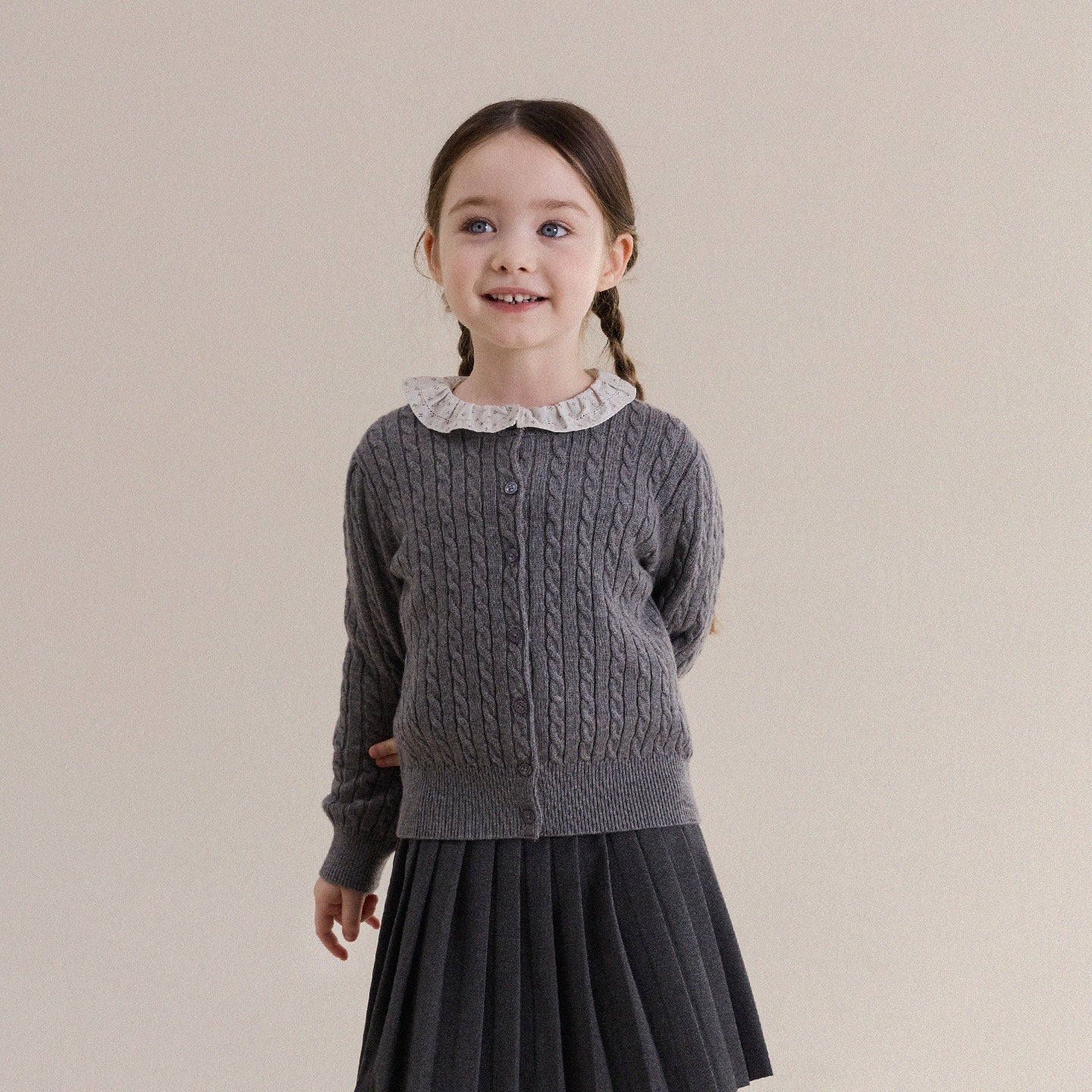 Kids Juniors Cable Knit Cardigan [mh0013973]