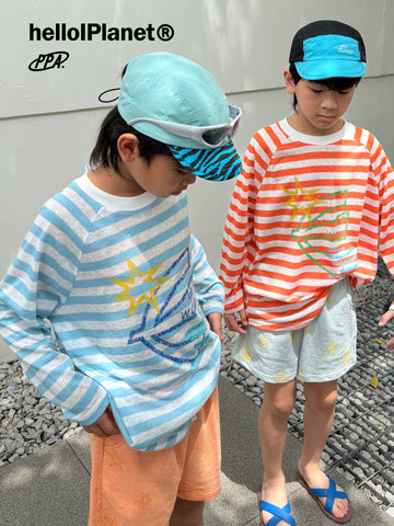 Nautical Sun-Protection Striped Raglan Tee ボーダー 長袖Tシャツ【mh0013623】