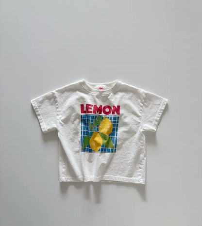 Loose Fruit Lemon Print Shoulder T-shirt [mh0013286]