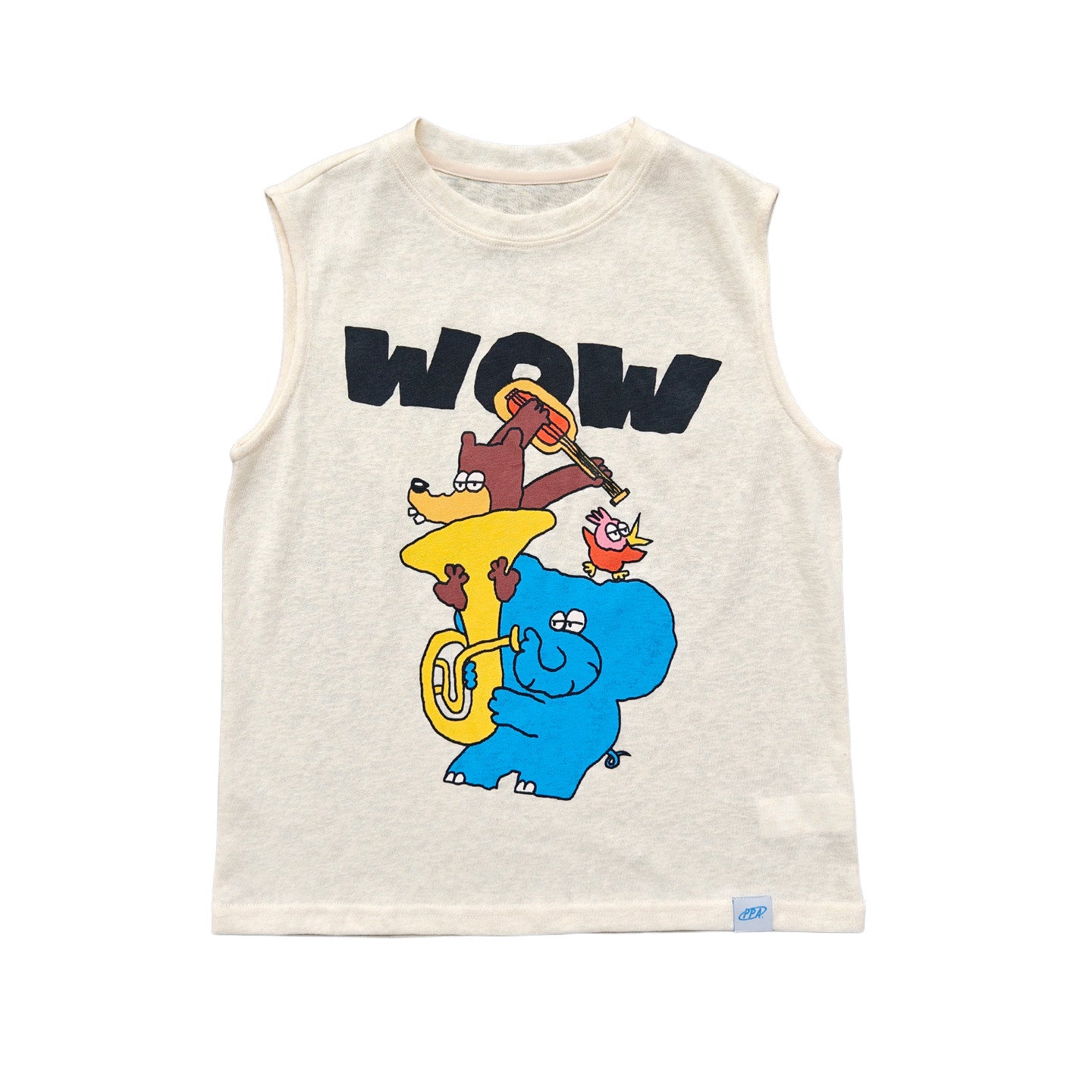 Cartoon Animal Print Sleeveless Tee アニマル ノースリーブTシャツ【mh0013624】