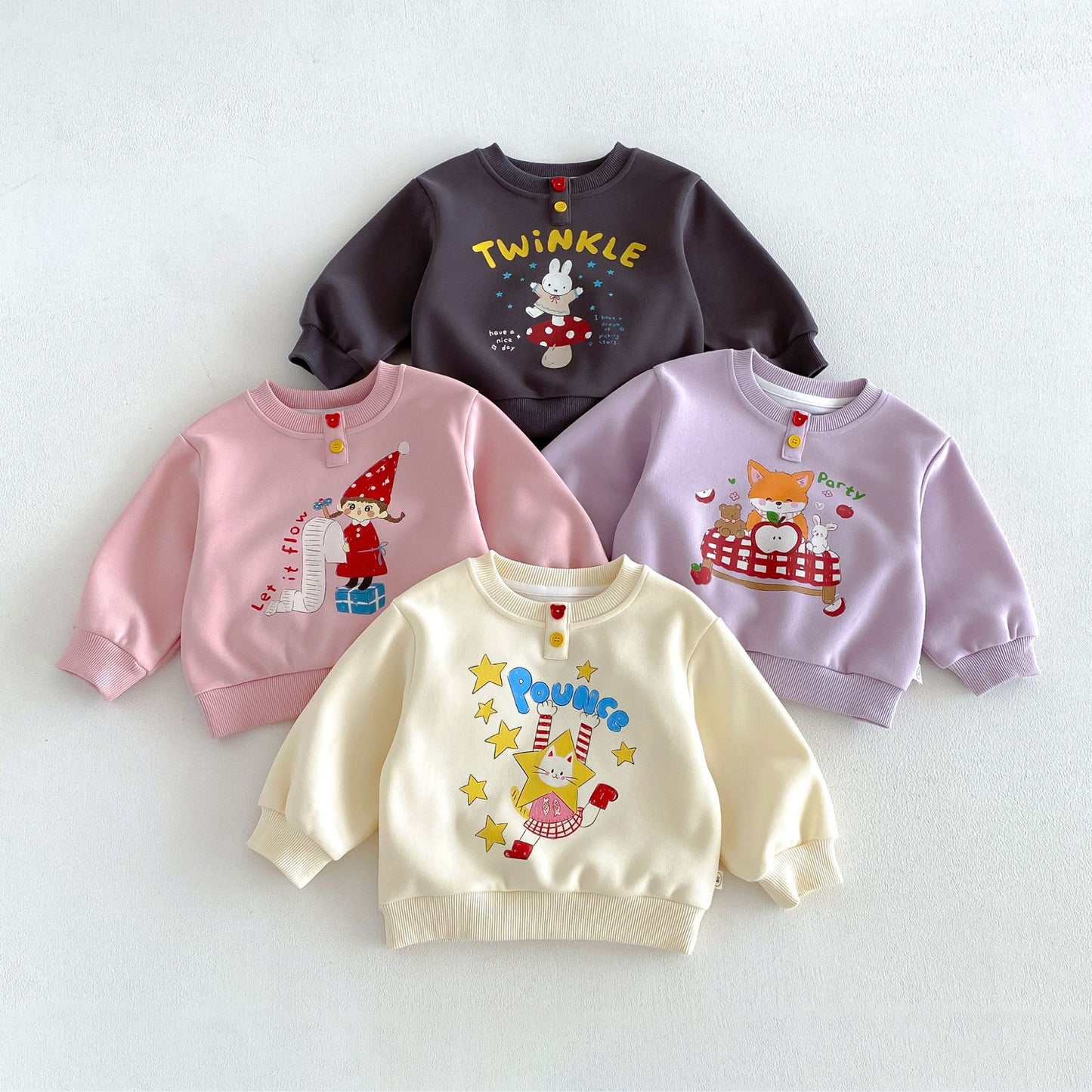 Sudadera de manga larga con estampado de personajes infantiles 【mh0014030】