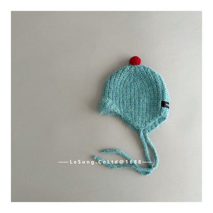 キッズ ニット帽 ポンポン あご紐付き 耳当て 防寒 ベビー【mh0011597】