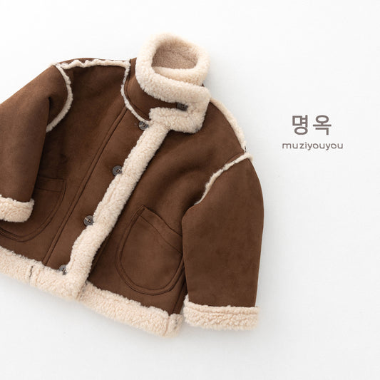 Chaqueta infantil de borreguillo con detalles de pelo sintético [mh0014509]