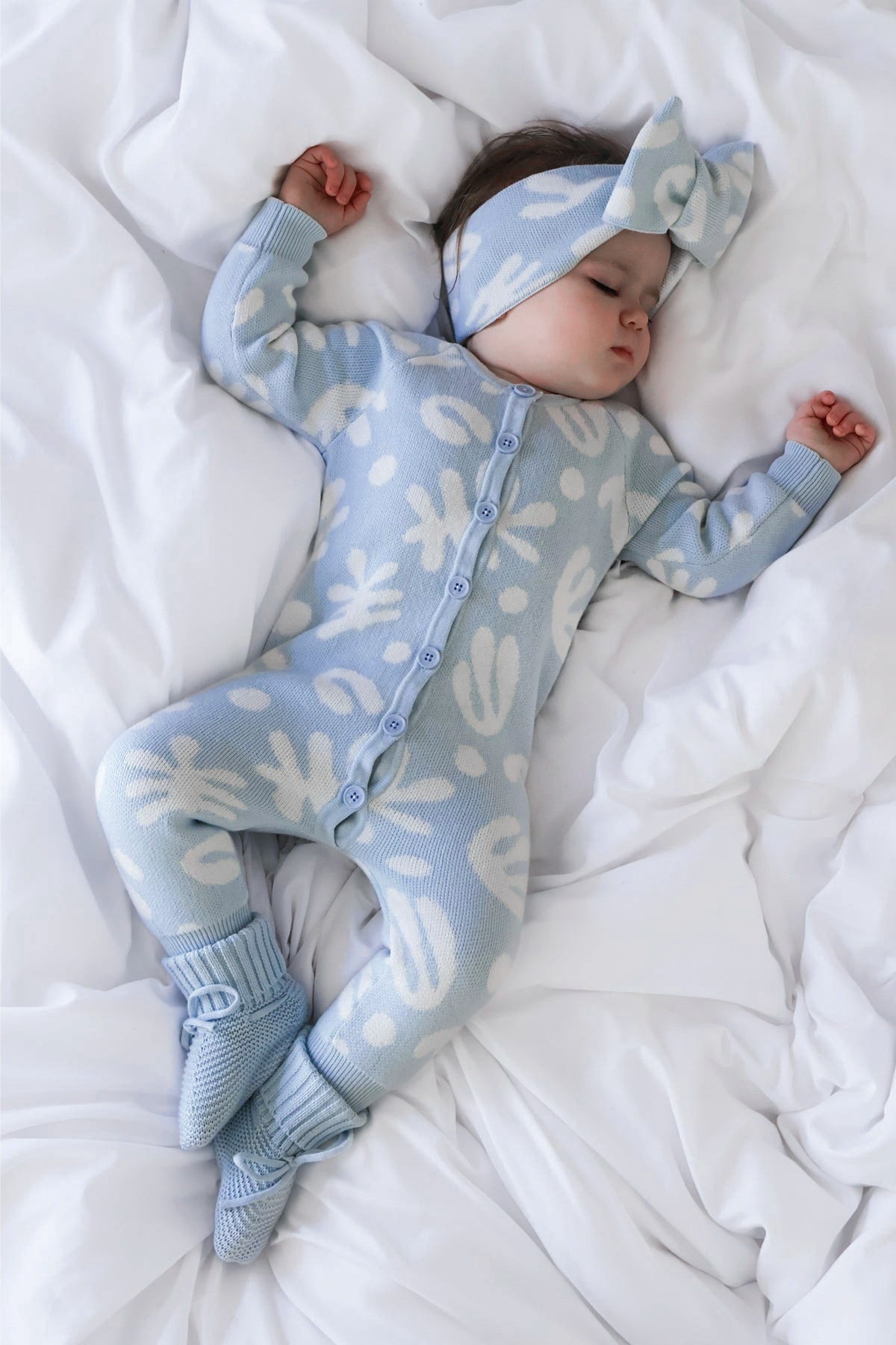 長袖ニットロンパース 幾何学模様 ジャカードニット ジャンプスーツ【mh0011855】