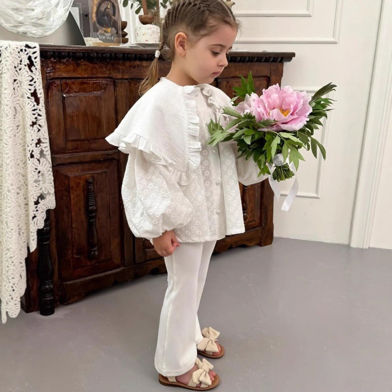 2025 INS Primavera-Otoño Rusa Top de Niña Algodón Bordado Primavera-Otoño Hombro Caído Casual Encaje Elegante Chaqueta de Muñeca【mh0013868】
