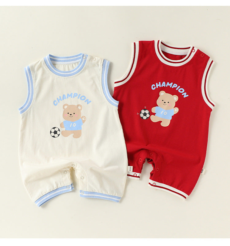 Sleeveless Athletic Bear Romper ナンバリング ノースリーブロンパース【mh0013505】