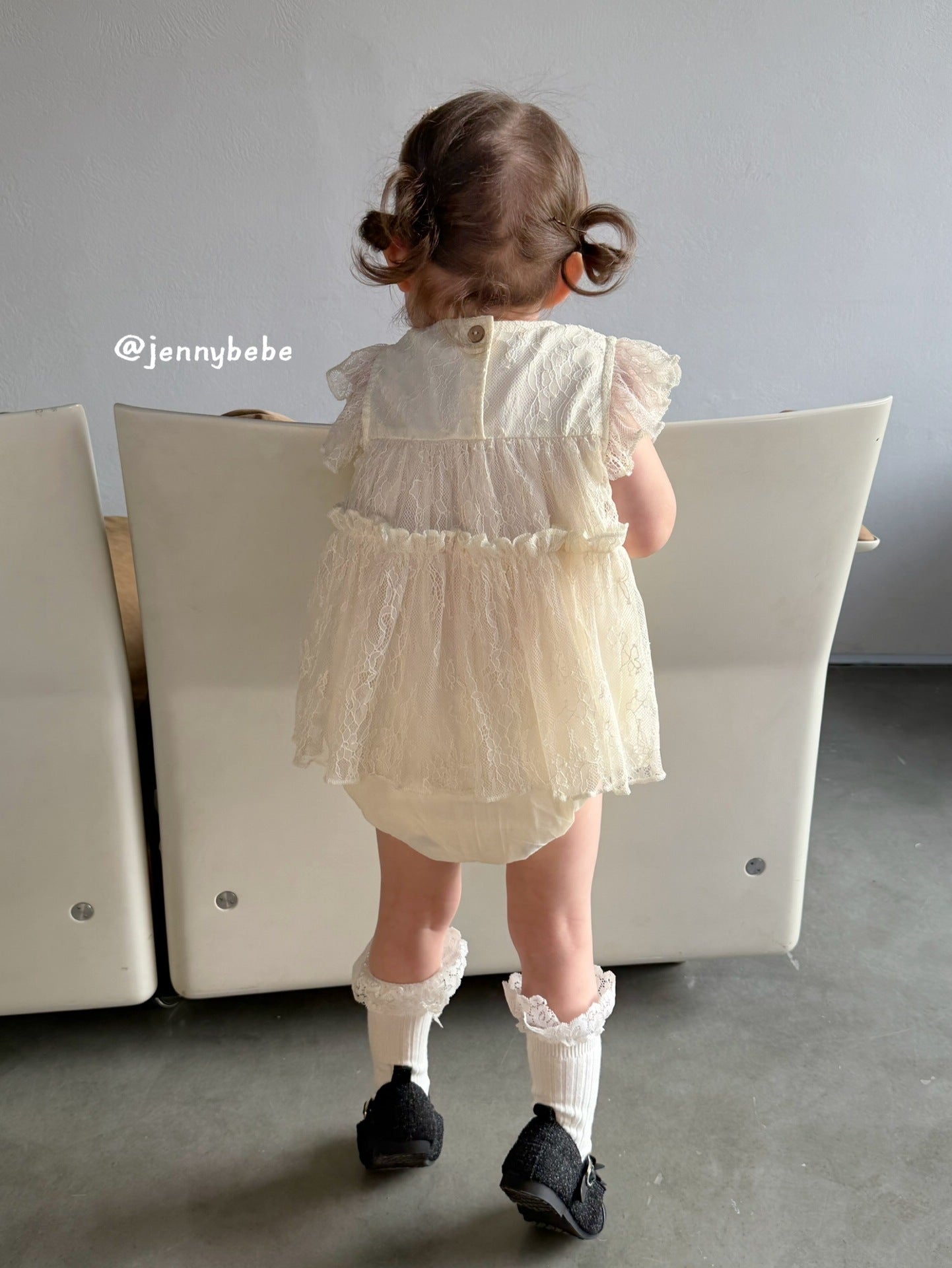 Lace Sleeveless Romper Dress レース 袖フリル ロンパース ドレス【mh0012539】