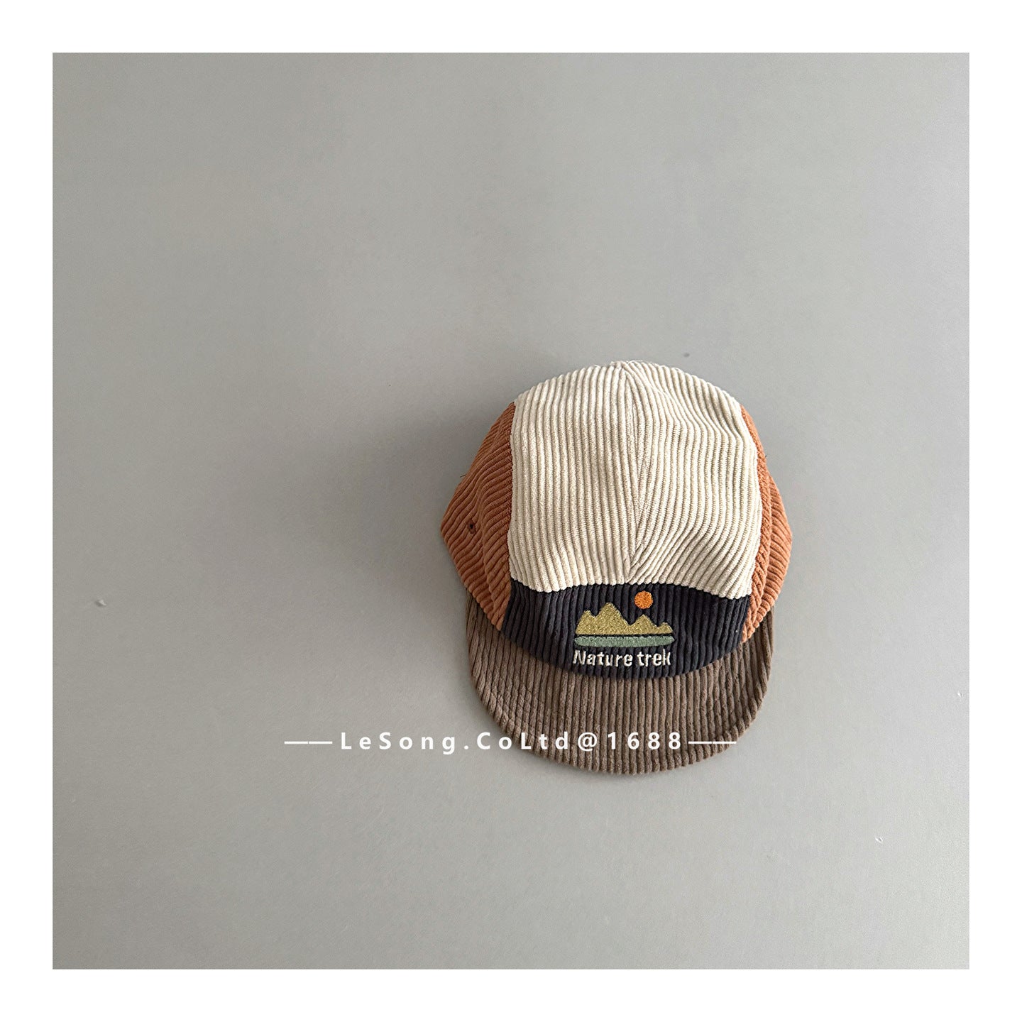 キッズ帽子 コーデュロイ カラーブロック 野球帽【mh0011813】