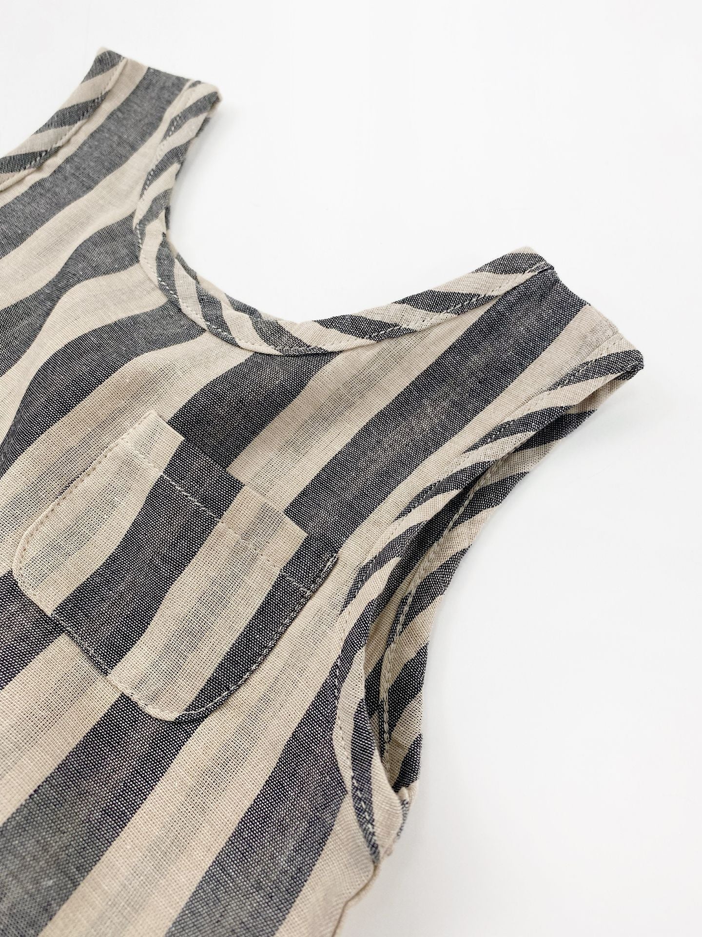 Striped Woven Cotton Vest ストライプ ノースリーブTシャツ【mh0013477】