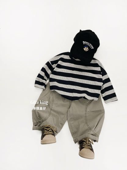 Wide Stripe Loose Long Sleeve T-shirt