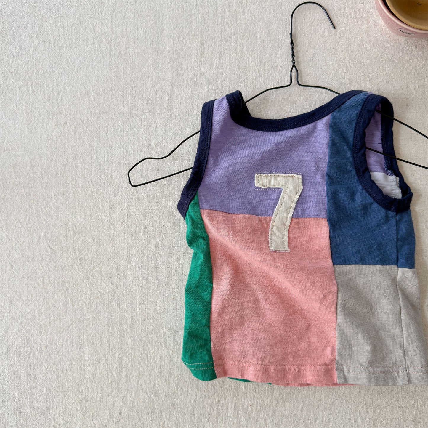 Sleeveless Slub Cotton Tank Top ブロックチェック タンクトップ【mh0013449】