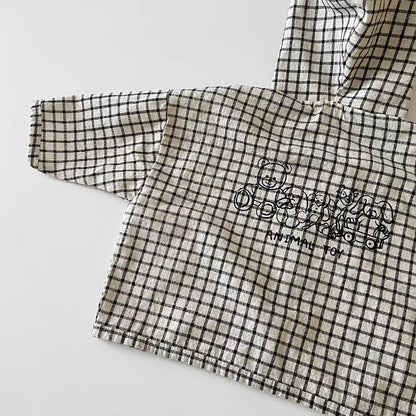 Baby jacket/windbreaker with back animal print, solid and checked colors, boys' children's clothing [mh0003373]