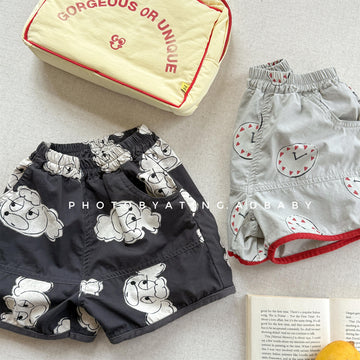 Dog Clock Graphic Cotton Shorts グラフィック ショートパンツ【mh0012649】