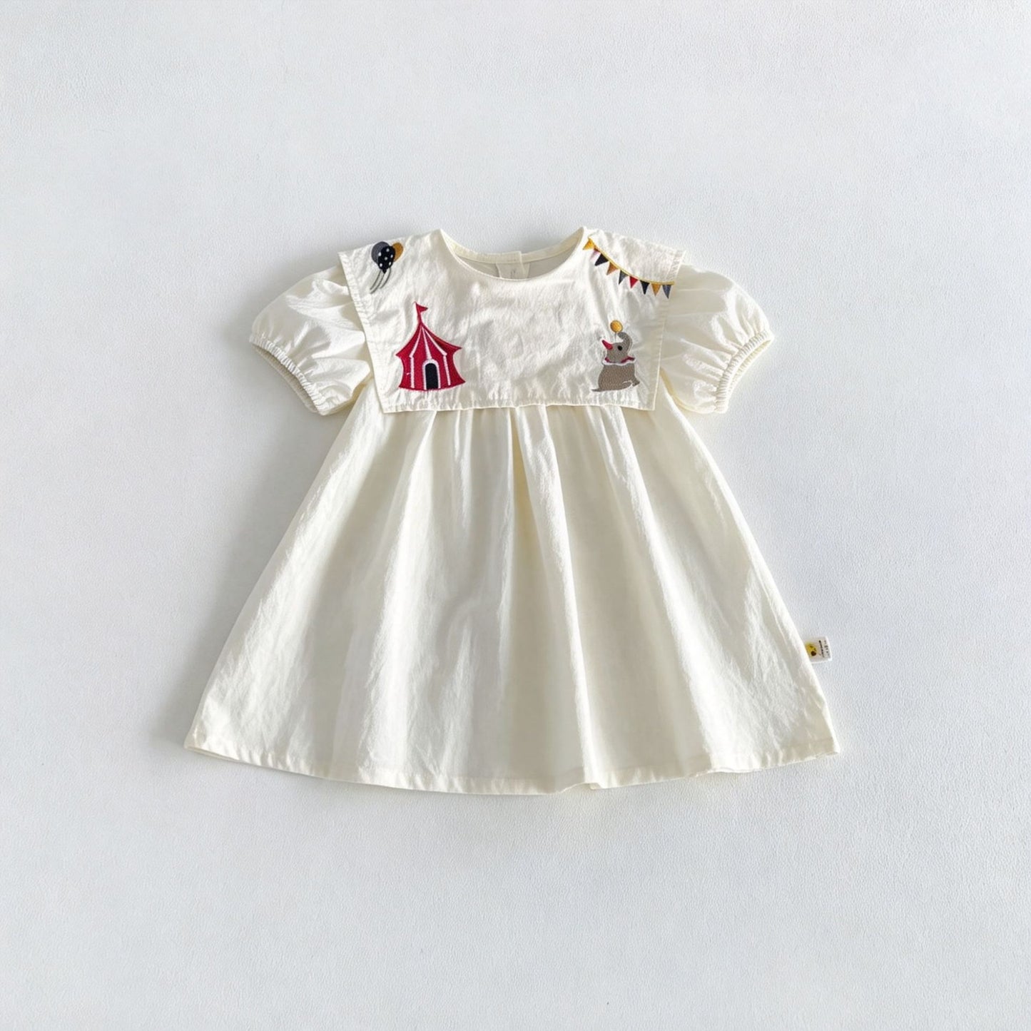 Sleeveless Ruffle Dress サーカス刺繍 ノースリーブロンパース 半袖ワンピース【mh0013430】
