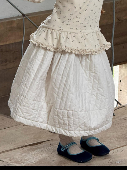 キルティングスカート 厚手 キルト ミモレ丈 無地 花柄【mh0011750】